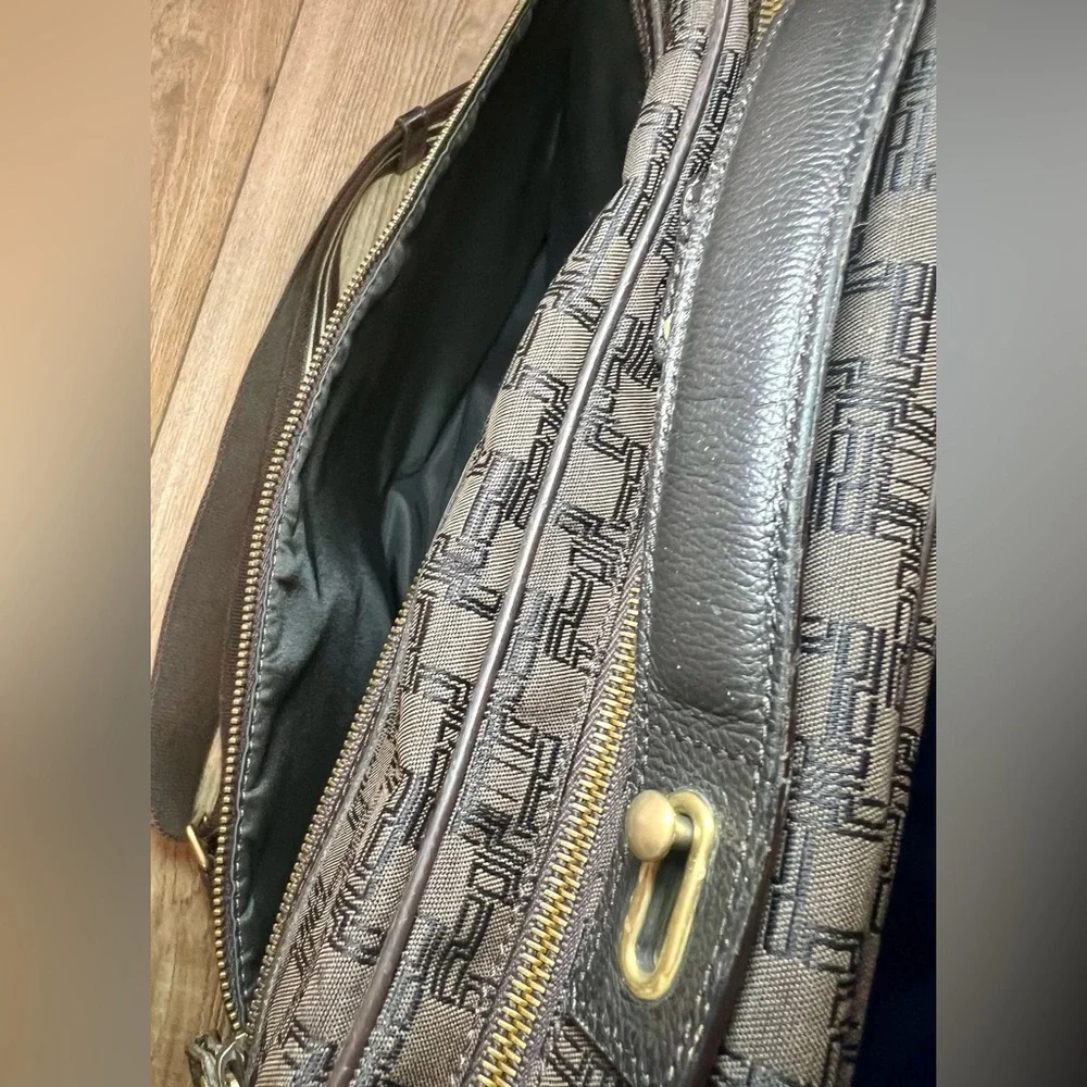 Dunhill Brown and Black Messenger Bag with Monogram Design